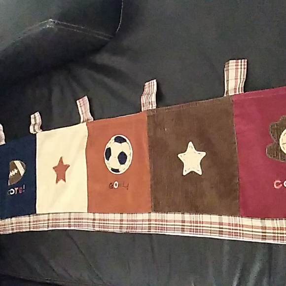 Nojo Kids Corduroy Window Valance Sports Applique 59" X 14" - Picture 7 of 9